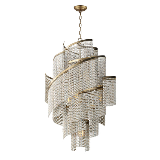 7 Light Cascading Wooden Beaded Chandelier