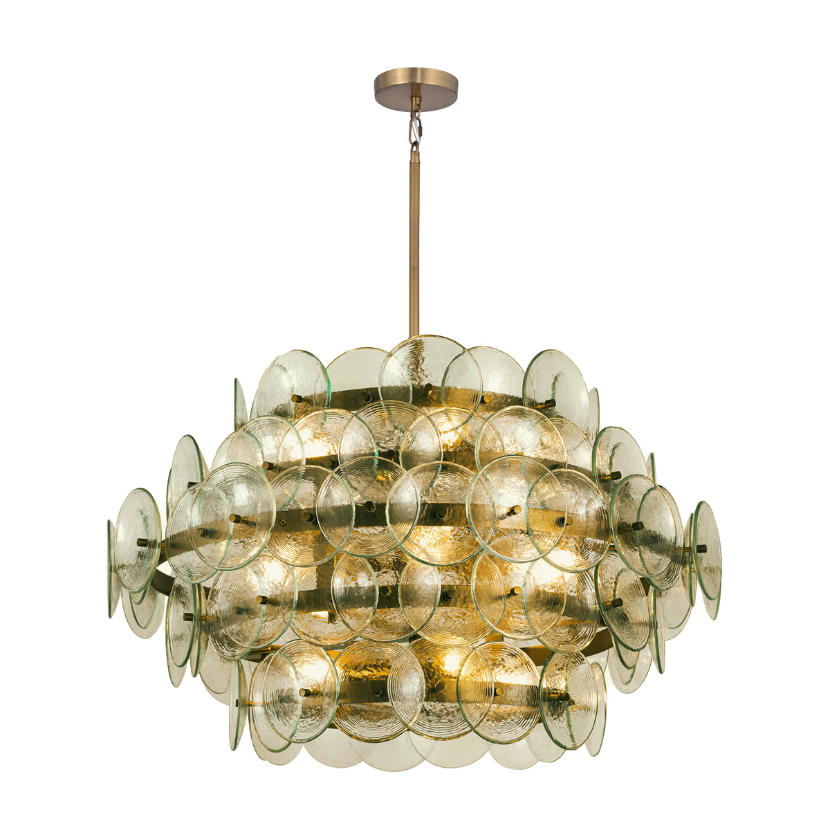 Pressed Glass Disk 12-Light Chandelier
