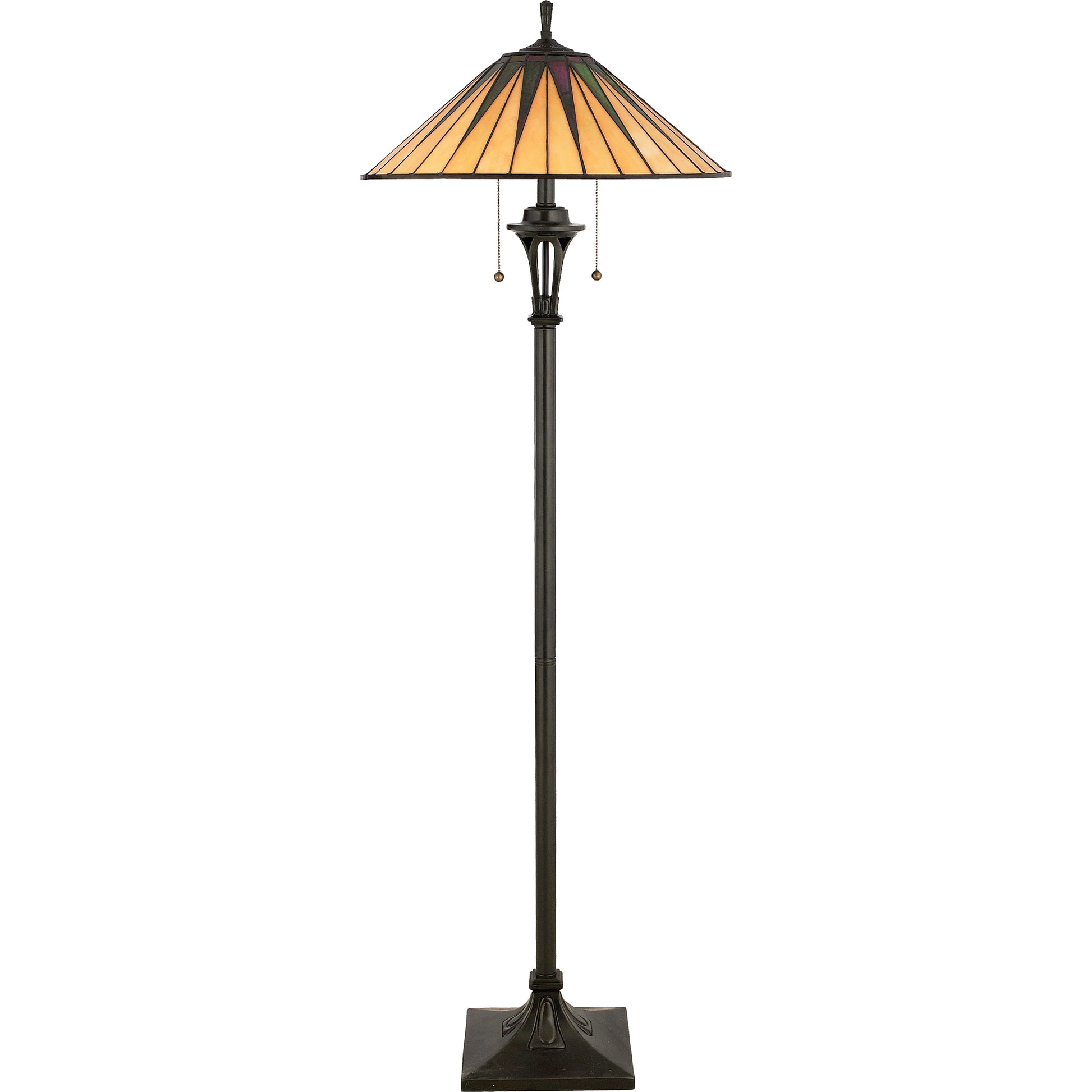 The hand cut iridescent art glass floor lamp