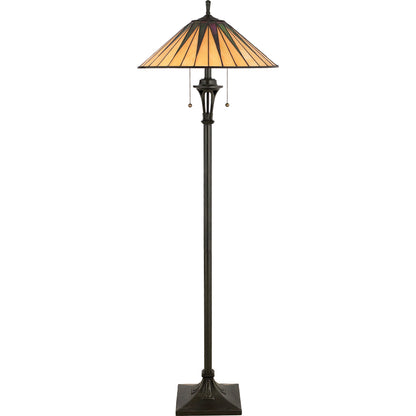 The hand cut iridescent art glass floor lamp