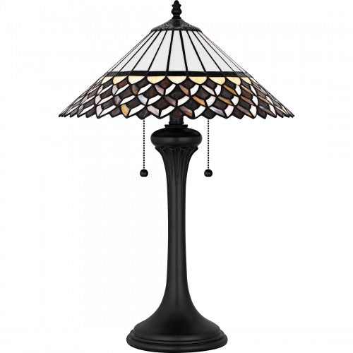 2-Light Matte Black Table Lamp