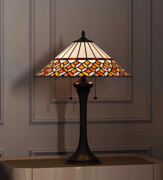 2-Light Matte Black Table Lamp