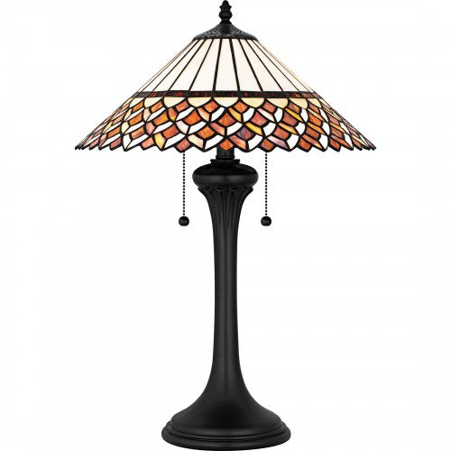 2-Light Matte Black Table Lamp