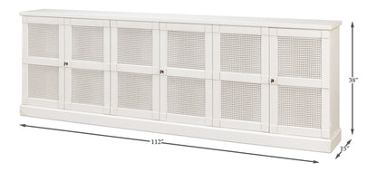 Luciana 6 Cane Dr Buffet112"Cortina Wh