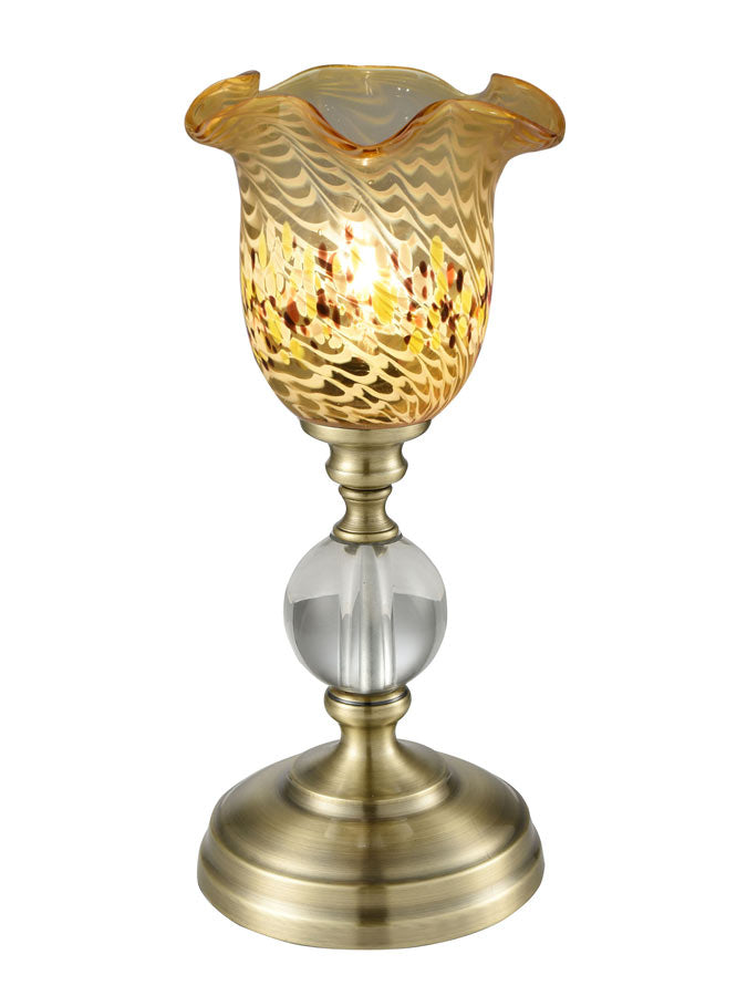 Beige 12"H Speckle Art Glass Accent Lamp