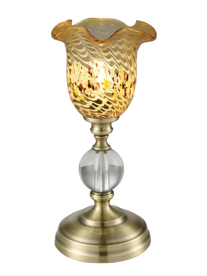 Beige 12"H Speckle Art Glass Accent Lamp