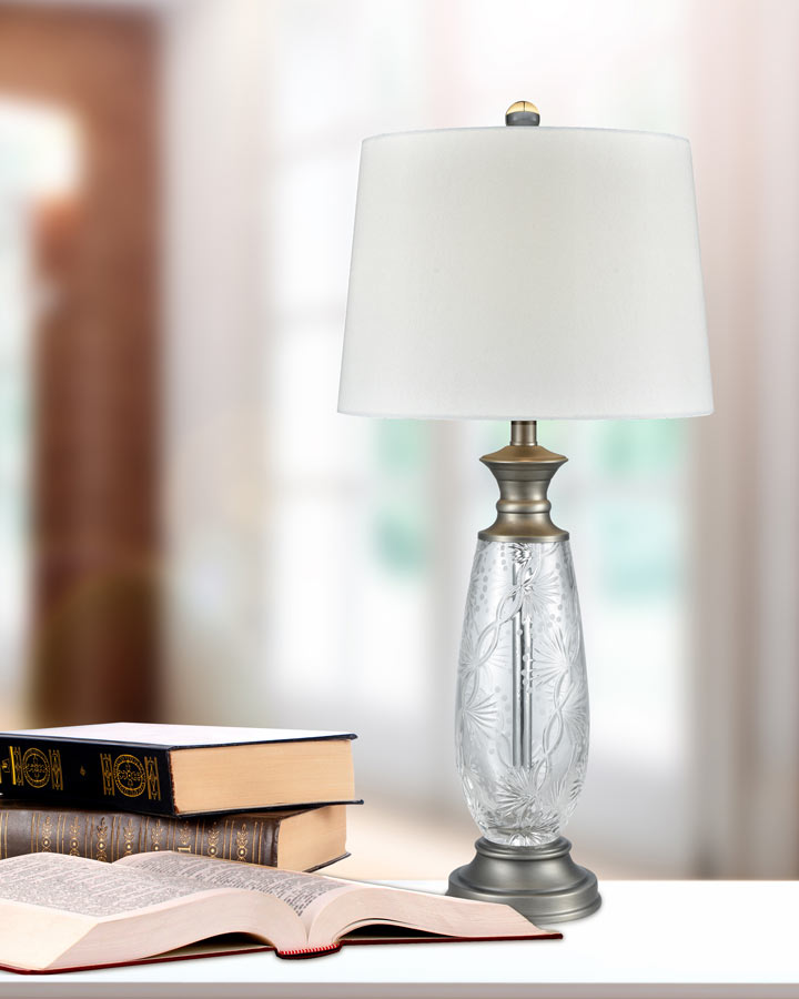 Impressionable 30.5"H 24% Lead Hand Cut Crystal Table Lamp
