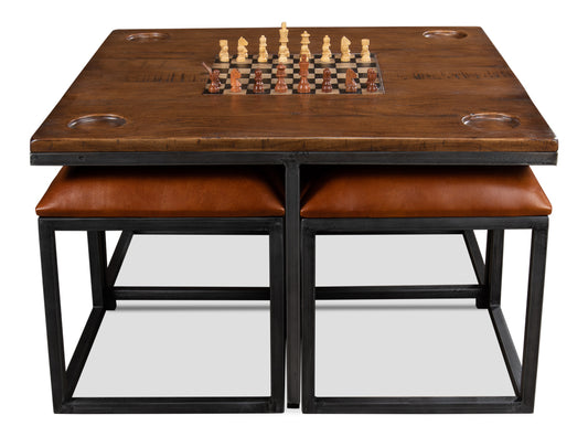 LOW GAME TABLE WITH 4 STOOLS