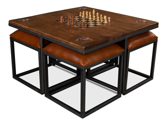 LOW GAME TABLE WITH 4 STOOLS