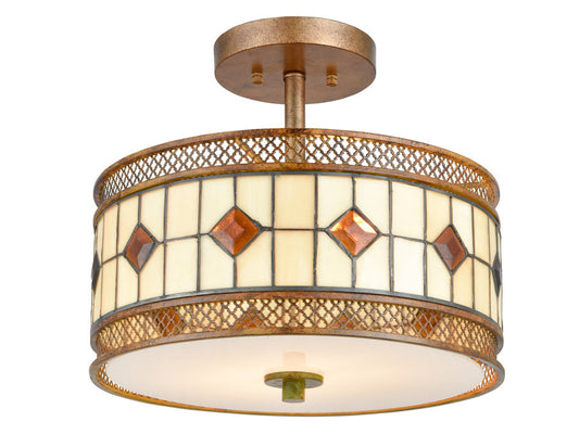 Minerals 14"W Tiffany Semi Flush Mount