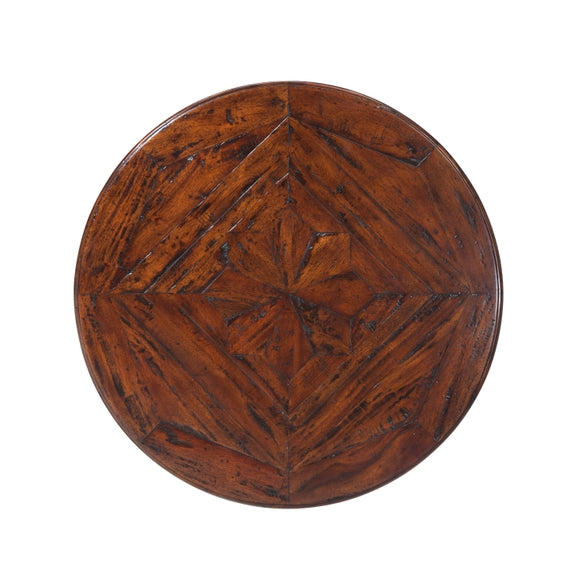 Faux Steer Horn Side Table with Wood Parquetry Top