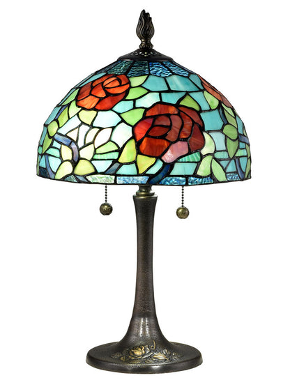 Crimson Rosette 20"H Tiffany Table Lamp