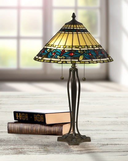 Jeweled Leaves 25.5"H Tiffany Table Lamp