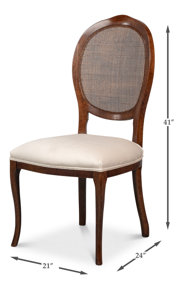 Oval Cane Back S/Chair Walnuttaupe Vel