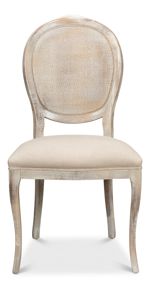 Oval Cane Back S/Chair Grey Oak Flax
