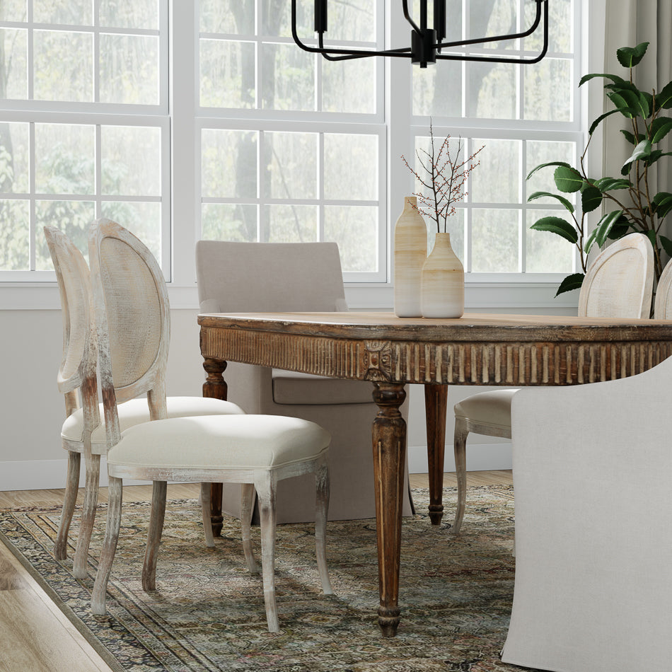 Oval Cane Back S/Chair Grey Oak Flax