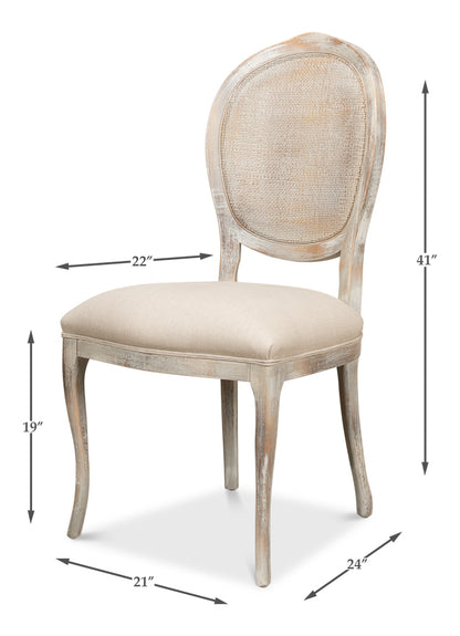 Oval Cane Back S/Chair Grey Oak Flax