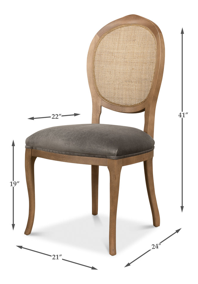 Oval Cane Back S/Chair Drftwdcharcoal