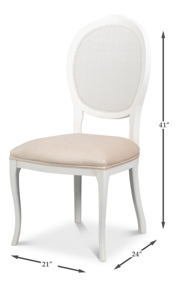 Oval Cane Back S/Chair Cortina White