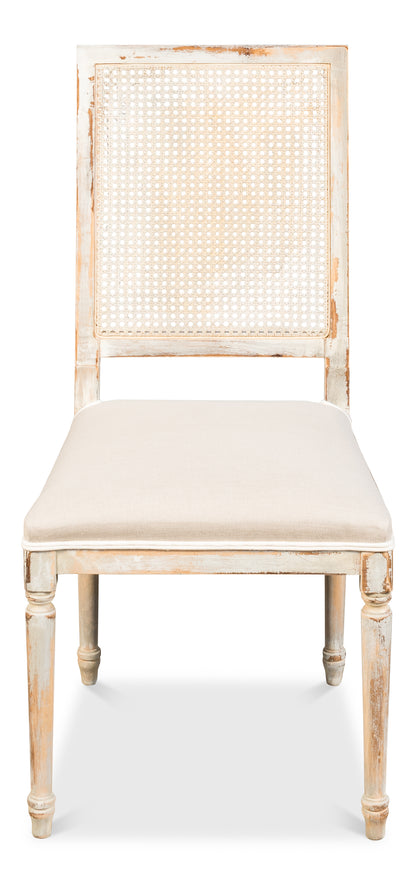 Cane Back Side Chair Grey Oak Flax