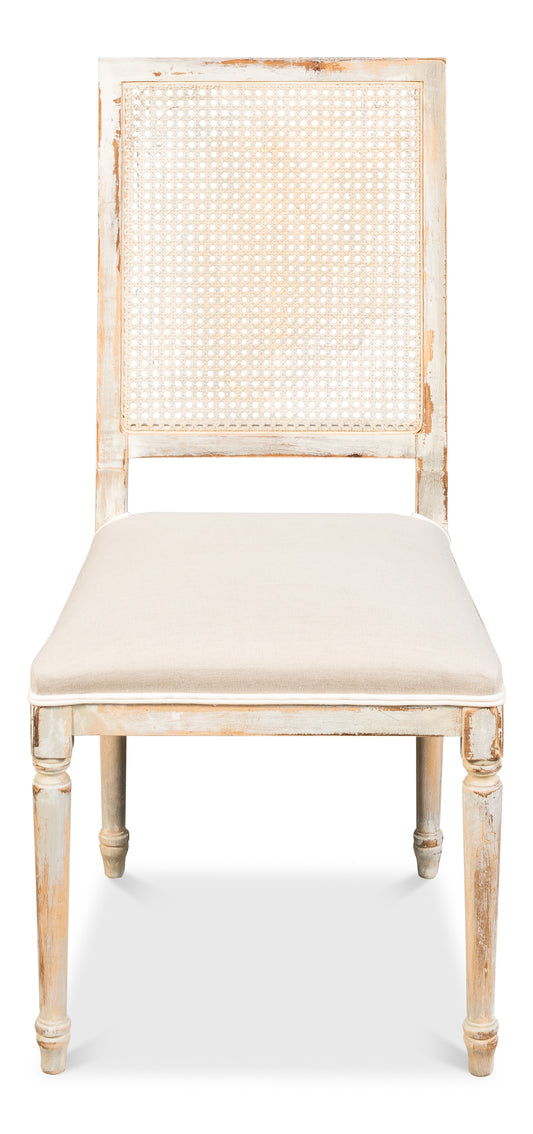 Cane Back Side Chair Grey Oak Flax
