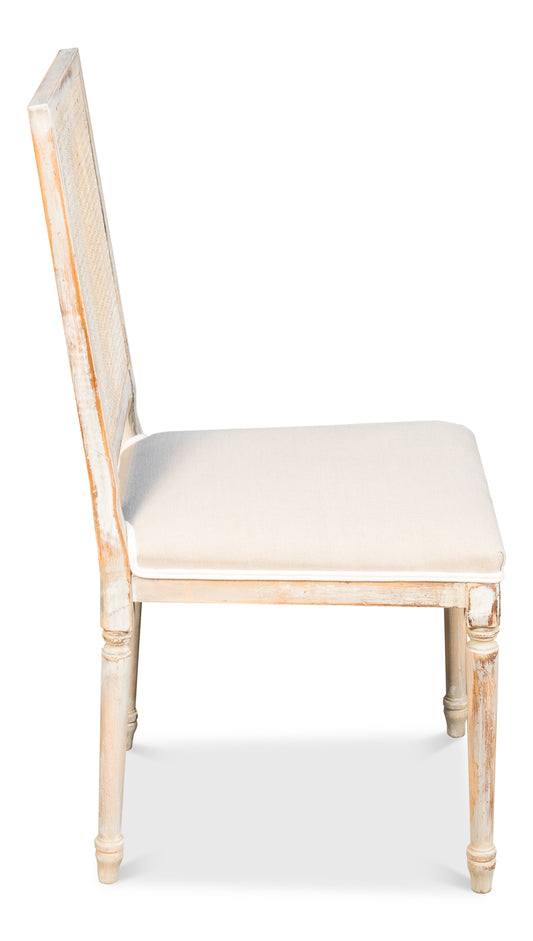 Cane Back Side Chair Grey Oak Flax