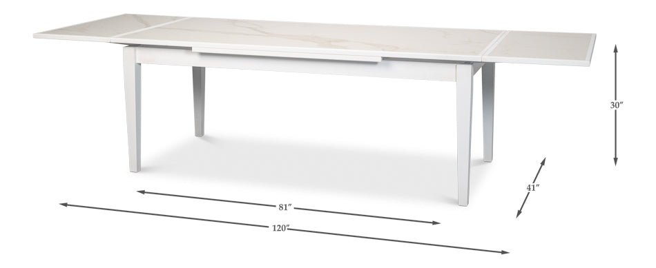 Rect. Extension Dining Table White