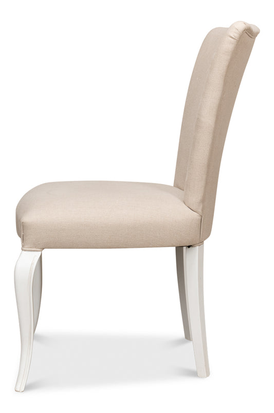 Sidechair Cortina White W/ Linen Flax