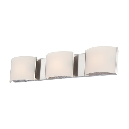 Pandora Triple Bath and Vanity w White Opal Glass and Chrome Fin
