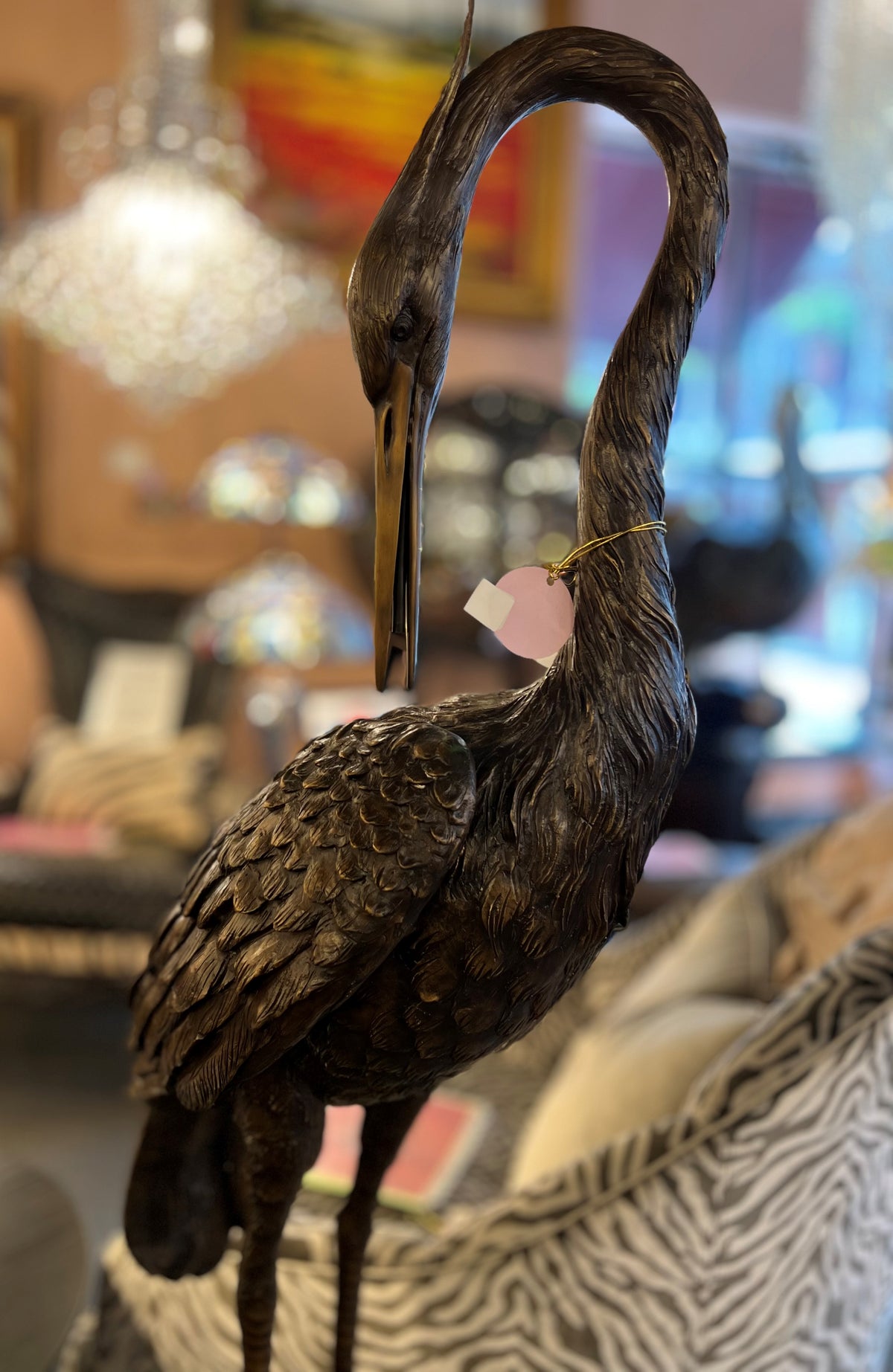 Bronze Cast Pair of Herons on Turtle