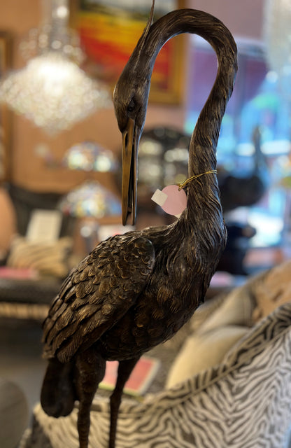 Bronze Cast Pair of Herons on Turtle