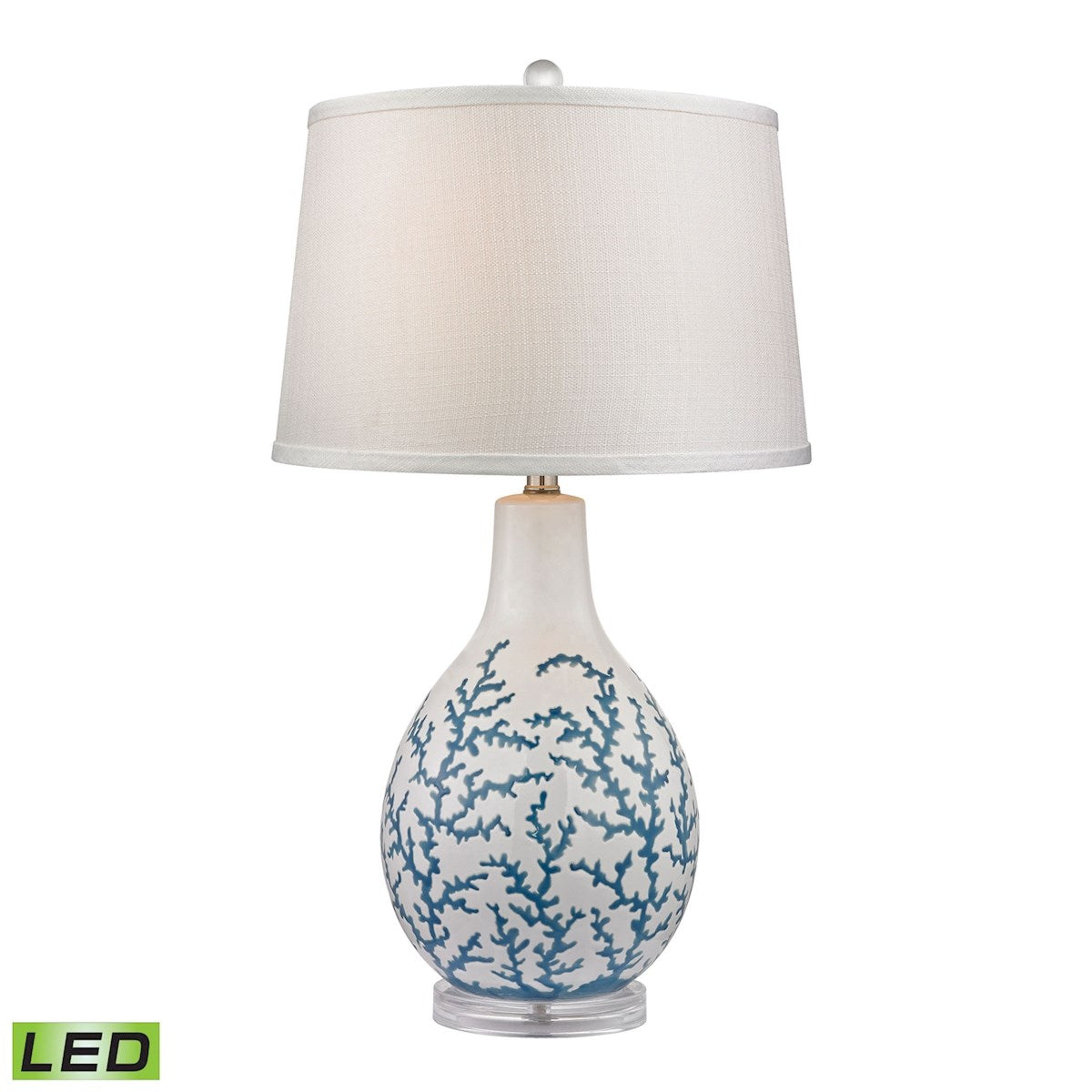Sixpenny 27" Blue Coral LED Table Lamp in White
