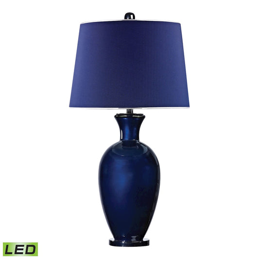 Helensburugh 34" Glass LED Table Lamp in Navy Blue
