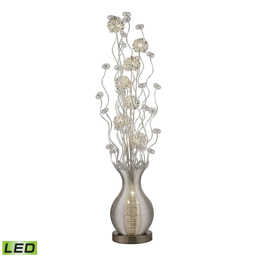 63" CONTEMPORARY FLORAL DISPLAY FLOOR LAMP IN SILVER FINISH