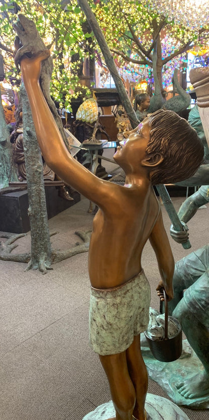 BOY WITH FROGS IN BUCKET (CAST IN BRONZE-FOUNTAIN)