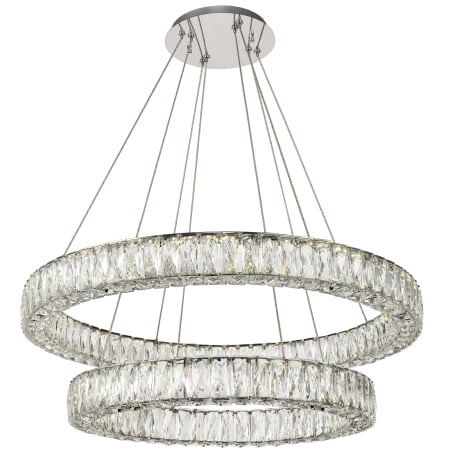 32" Wide Integrated LED Crystal double rings
