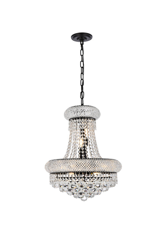 16" Mini Clear Crystal Chandelier with Black Finish