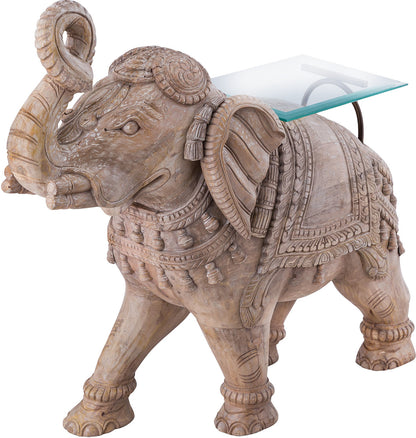 Elephant Cockail Table In Carved Mango Wood And Natural Finish 