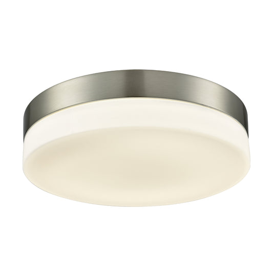 11" Round Flushmount in Satin Nickel with Opal Glass - Large