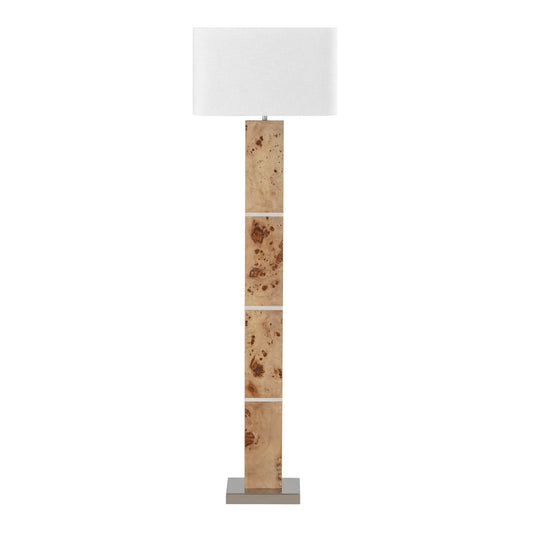 63'' HIGH 1-LIGHT BURLED WOOD FLOOR LAMP