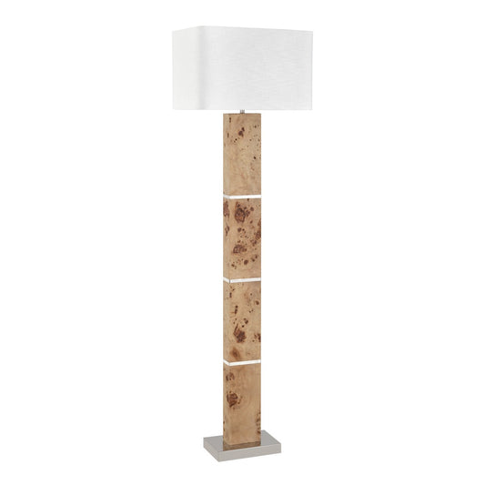 63'' HIGH 1-LIGHT BURLED WOOD FLOOR LAMP