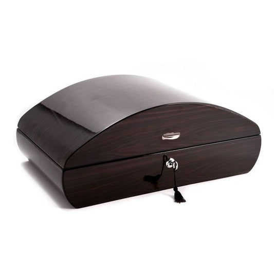 Lacquered "Ebony" Wood 100 Cigar Humidor with Spanish Cedar