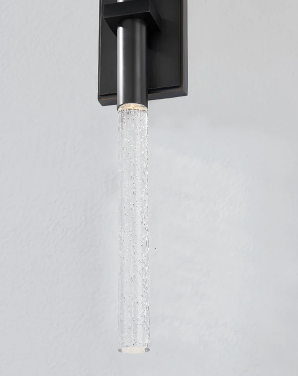 Solid Seeded Glass Rod Wall Sconce