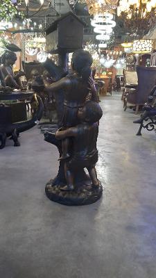 BOY AND GIRL CLIMBING A MAILBOX (CAST IN BRONZE)