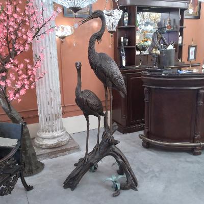 BEAUTIFUL ! TWO HERONS ON A LOG ( FOUNTAIN ) 