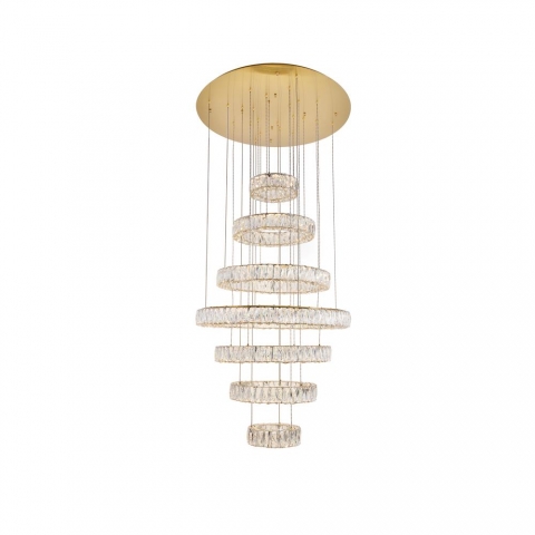 Integrated LED light Gold Chandelier Clear Royal Cut ...